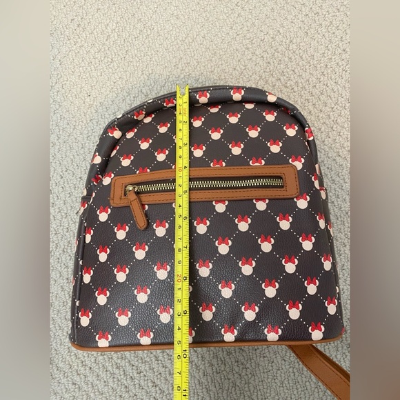 Disney Minnie Mouse Brown & Black Lattice Mini Backpack NWT - Picture 5 of 10